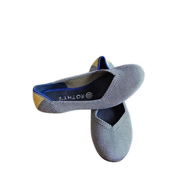 Rothys womens Sz 8 Retired shale Ribbon striped round toe flats - Picture 3 of 7